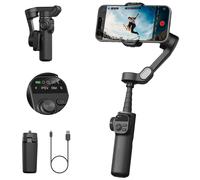 Estabilizador de cardán para teléfono inteligente AOCHUAN Smart X2 con poste de extensión incorporado y pantalla LED para iPhone y teléfono Android GImbal Smart X2 Black