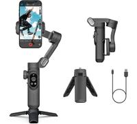 Estabilizador de Mano con Carga inalámbrica, Pantalla LED, Rueda de Enfoque, Compatible con teléfono Inteligente Smart X Pro, Junta Universal de 3 Ejes(Black)