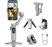 Estabilizador de Mano con Carga inalámbrica, Pantalla LED, Rueda de Enfoque, Compatible con teléfono Inteligente Smart X Pro, Junta Universal de 3 Ejes(Gray)