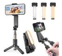 Estabilizador de Movil, Estabilizador de Cardán con Luz de Relleno para Video de Vlog/Youtube/TikTok con Inalámbrico rotación automática de 360°,para Android y iOS