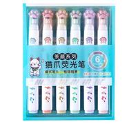 Establecer bolígrafos y resaltadores, rotuladores de colores de secado rápido portátil Cute Cat Paw, escrito suave pluma multifunción rotulador para cartas de álbum de recortes, cuadernos