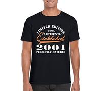 Established in 2001 20th Birthday White Yellow Black Red Mens Women T Tshirts Camisetas y Tops 100% Cotton - Made in - Born in - 20-853(XX-Large)