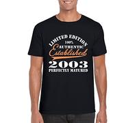 Established in 2003 18th Birthday White Yellow Black Red Mens Women T Tshirts Camisetas y Tops 100% Cotton - Made in - Born in - 18-855(Large)