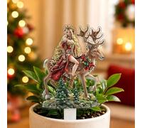 Estaca acrílica para decoración de jardín con diseño de reno de la diosa de | Versátil acento navideño para exhibición de césped, inserto de maceta, guía de camino y arreglos festivos para interiores y