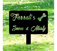 Estaca Conmemorativa Personalizable para Perros y Gatos - Marcador de Tumba en Metal Negro con Grabado Floral - para Jardín y Cementerio - Regalo conmemorativo para Recordar a tu Mascota