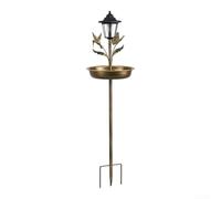 Estaca de baño de pájaros para jardín al aire libre con acento de luz solar | 105 cm de altura, poste de metal resistente, revestimiento resistente a la corrosión, opción de sombra de cobre