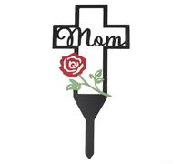 Estaca de cruz de metal conmemorativa para cementerio y jardín, marcador de tumba de hierro resistente para decoración al aire libre (C)