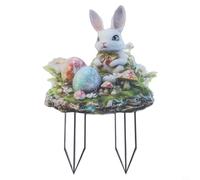 Estaca de decoración de jardín con diseño de conejo de Pascua y huevo para añadir un toque alegre a pasarelas y césped al aire libre (OH828)