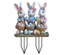 Estaca de decoración de jardín con diseño de conejo de Pascua y huevo para añadir un toque alegre a pasarelas y césped al aire libre (OH832)