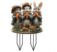 Estaca de decoración de jardín con diseño de conejo de Pascua y huevo para añadir un toque alegre a pasarelas y césped al aire libre (OH834)