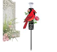 Estaca de jardín cardenal rojo - 50 x 17 cm, funciona con energía solar, letrero de pájaro rojo iluminado | Estacas solares para tumbas conmemorativas | Para granja, primavera, naturaleza, estética