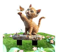 Estaca de jardín con decoración de gatos | Conector para exteriores, caza de mariposas, decoración para jardín, terraza, caminos, bodas