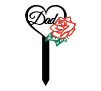 Estaca de jardín conmemorativa para papá, 10.2 x 6.3 pulgadas, decoración de cementerio acrílico de rosa roja, resistente a la intemperie para homenaje, elegante recuerdo del padre