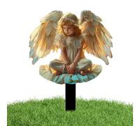 Estaca de jardín de ángel, estacas decorativas de jardín, estaca de acrílico 2D con alas de ángel para jardín al aire libre, estaca decorativa para césped, patio