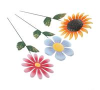Estaca de jardín de flores de metal, 3 unidades, diseño de girasol, esculturas decorativas altas para uso al aire libre