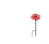 Estaca de jardín de margaritas de metal hecha de hierro con acabado artístico para paisajismo al aire libre y decoración de espacios públicos (rojo rosa)