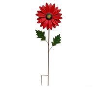 Estaca de jardín de margaritas de metal para exteriores diseñada para camas de jardín y macetas, decoración floral para añadir encanto e interés visual a tu patio (rojo)