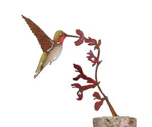 Estaca de jardín de metal con pájaros oxidados, dimensiones máximas A C D 30 x 30 cm, poste de cerca, animal oxidado shabby chic, objeto de arte de hoja de zinc resistente a la intemperie | Silhou