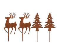 Estaca de jardín de Navidad de metal con ciervo para decoración de plantas, C