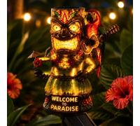 Estaca de luz solar para jardín de loro, cabeza de loro, paraíso, lámpara tropical para decoración de patio, impermeable, encendido/apagado automático, para césped, patio, piscina, decoración de