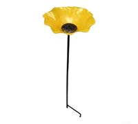 Estaca de metal en forma de flor para jardines que ofrece agua a abejas, mariposas y pájaros, mejora la biodiversidad naturalmente (amarillo)