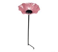 Estaca de metal en forma de flor para jardines que ofrece agua a abejas, mariposas y pájaros, mejora la biodiversidad de forma natural (rosa)