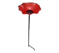 Estaca de metal en forma de flor para jardines que ofrece agua a abejas, mariposas y pájaros, mejora la biodiversidad naturalmente (rojo)