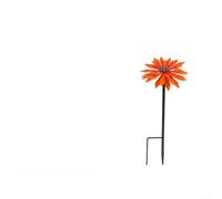 Estaca decorativa de flores de metal para exteriores con acabado de hierro rústico, diseño pintado a mano para camas de jardín y paisajismo del espacio público (naranja)