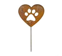 Estaca decorativa hecha a mano con forma de corazón oxidado, metal de hierro resistente a la intemperie, estilo vintage para uso al aire libre en jardines, patios, macetas, balcones y exhibición