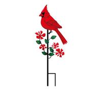 Estaca roja para jardín de pájaros, de pie de metal, figura de pájaro de rama de árbol, decoración de pájaros para patio, césped y cama de flores, adorno conmemorativo