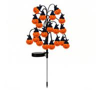 Estaca Solar de Calabaza, 8 Modos, luz Solar de estaca para árbol de Calabaza de Halloween, 20 LED para Patio, césped, Camino, Porche, Fiesta de Halloween de otoño