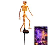 Estaca solar de esqueleto para patio, decoración de Halloween, luz de jardín, figura de huesos brillantes, lámpara LED, calavera realista 3D, espeluznante, impermeable, para tumba al aire libre, patio