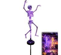 Estaca solar de esqueleto para patio, decoración de Halloween, luz de jardín, figura de huesos brillantes, lámpara LED, calavera realista 3D, espeluznante, impermeable, para tumba al aire libre, patio