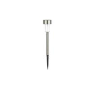 Estaca solar fría de acero inoxidable con difusor de PVC de 33,5 cm, ideal para iluminar jardines y patios.
