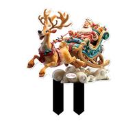 Estacas de césped de Navidad - Estacas acrílicas planas 2D para patio, de acrílico para decoración al aire libre para porche, césped, suministros de de acrílico para macetas, caminos