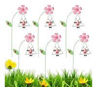 Estacas de Flores de Jardín, Flores de Jardín de Metal | 6 estacas decorativas para,Piquetas de patio de 10,6 Pulgadas de colores con animales lindos en columpios para patio, terraza, macetas