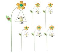 Estacas de flores, estacas de flores de metal | 6 estacas de jardín de metal,Piquetas de patio de 10.6 pulgadas de colores con lindos animales en columpios para patio, terraza, macetas, de flores