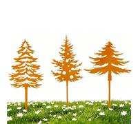 Estacas de Jardín Navideñas de Metal 3 Árboles de Navidad | 2D Estacas de Plantas Festivas para Jardineros, Propietarios, Patio, Terraza, Parterre, Sendero, Pasarela, Jardín Trasero,