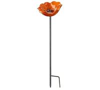 Estacas de metal para jardín, bebedero para pájaros, estación de agua para abejas y mariposas, decoración rústica de hierro para jardín, estacas de metal naranja para flores, bebedero para pájaro