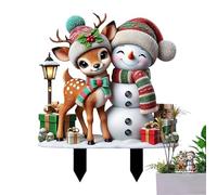 Estacas de patio al aire libre de Navidad| Estaca de Navidad para obras | 100g - Estaca de jardín decorativa de acrílico 2D, para vacaciones, año nuevo, decoración del hogar | Aproximadamente 30x2