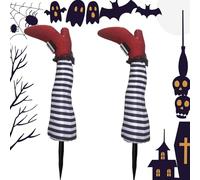 Estacas de Piernas de Bruja para Jardín | Decoraciones De Piernas De Bruja Abajo - Realistas Decoraciones de Halloween para Jardín Balcón Patio Porche Césped Techo Parque Sendero