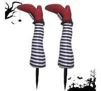 Estacas De Piernas De Bruja para Suelo, Decoraciones para Exteriores Estacas Divertidas 2 Piezas, Realistas Decoraciones de Halloween para Jardín Balcón Patio Porche Césped Techo Parque Sendero