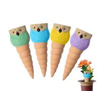 Estacas De Riego De Terracota,Dispositivo De Irrigación Con Diseño De Búho | 4 Piezas De Picos De Terracota De Riego Automático | Para Macetas Plantas de Interior y Exterior Flores Vacaciones y