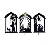 Estacas de sombra de belén de temporada para uso al aire libre, elegante letrero de hierro para decoración de Navidad (C)