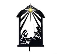 Estacas de sombra de belén de temporada para uso al aire libre, elegante letrero de hierro para decoración de Navidad (B)