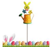 Estacas decorativas de jardín - Watering Can Metal Art Decoration, Spring Outside Stakes , For Easter Spring Outdoor Yard Patio Porch Lawn Flower Bed Showcase An Inventive Watering Can Form Enriched