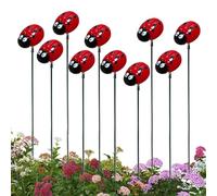 Estacas Decorativas de Mariquita 11,8 Pulgadas 10 Piezas Artificiales 3D | Postes Decorativos de Mariquita para Senderos, Balcones, Patios, Jardines, Parterres