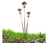 Estacas decorativas para patio, hechas a mano de metal resistente a la intemperie, estaca de flores flameadas con campanas, para exteriores, patio, terraza, césped, paisaje, jardinería, hierro