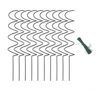 Estacas en espiral de soporte para plantas, estacas de jardín de metal de 43 cm con línea de amarre de 12 cm para tomates, verduras, pepinos, frijoles, flores, soporte de crecimiento vertical en