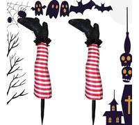 Estacas para piernas de bruja malvada - 1 par de patas de bruja de Halloween, decoración de patio de piernas de bruja | Estacas de césped de Halloween, suministros divertidos para fiestas de Halloween